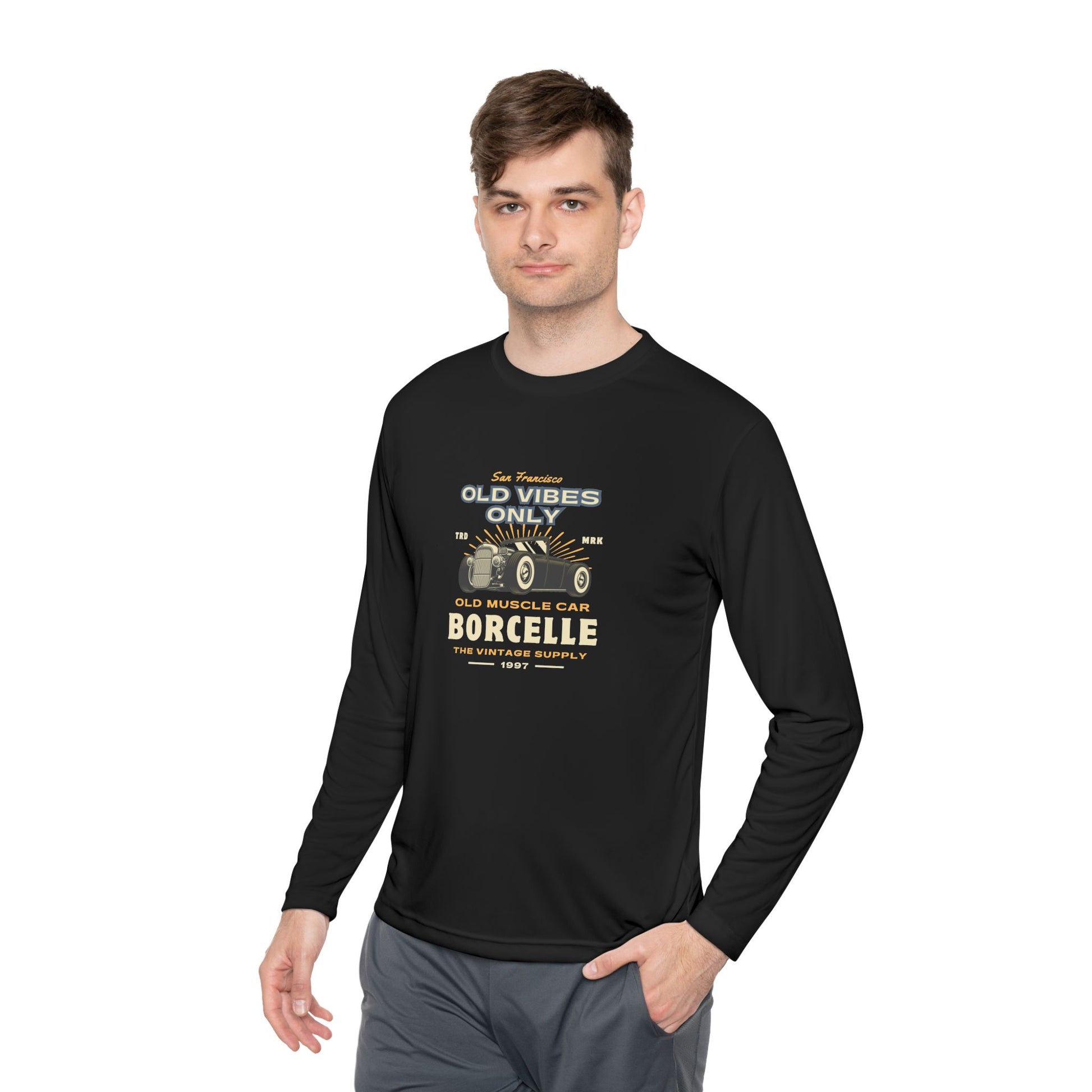 Men's Long Sleeve Tee - Vintage Muscle Car Design - Clix Bazaar