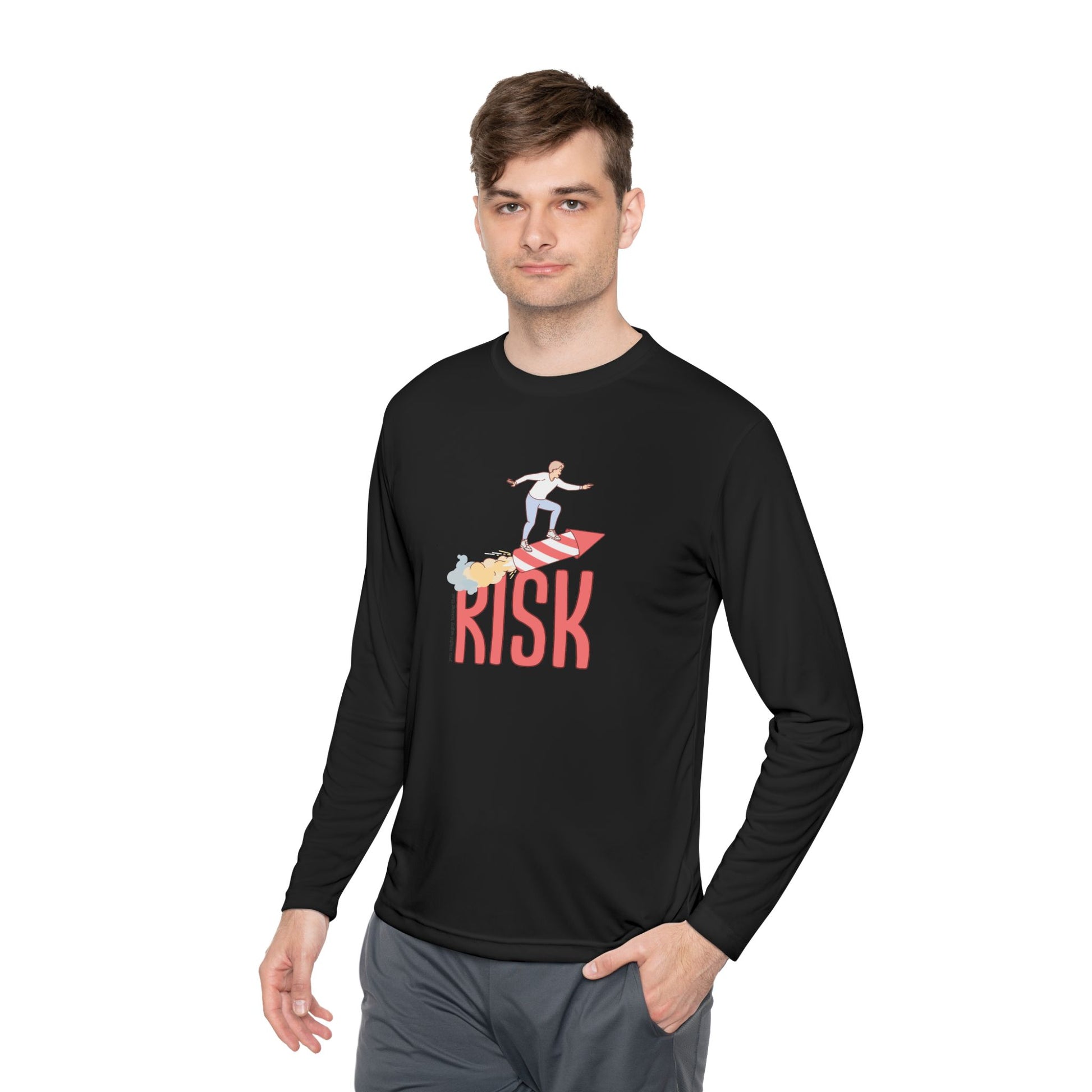 Men's Long Sleeve Tee - Surfing Risk Design - Clix Bazaar