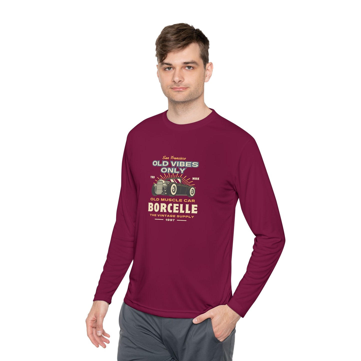 Men's Long Sleeve Tee - Vintage Muscle Car Design - Clix Bazaar